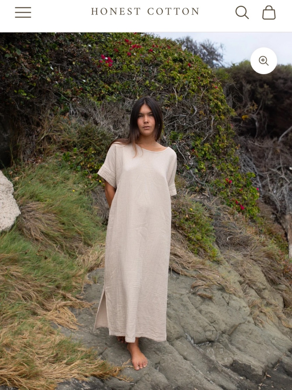 Honest Cotton Laguna Dress in Ecru Beige